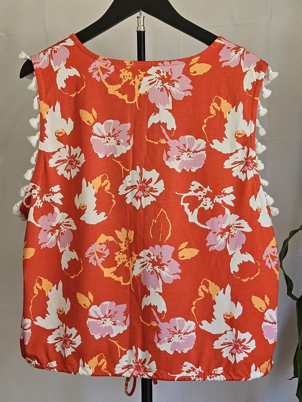 Marc New York Jeans Floral Tassel Trim Sleeveless Top Orange Pink XL - Picture 5 of 12